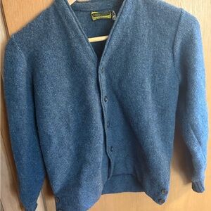 Vintage Kid’s 100% Wool Blue Cardigan Sweater size 14 EUC